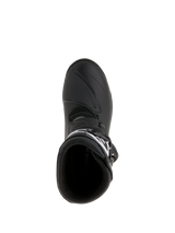 Alpinestars Belize Drystar® Boots, Adventure Touring Motorcycle Boots, Black, top-down view showing the entry aperture and reinforced shift pad, waterproof leather and microfiber construction