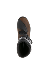 Alpinestars Belize Drystar® Boots, Oiled Brown and Black, top-down view showing the interior lining and textured shift pad, leather adventure touring motorcycle boots