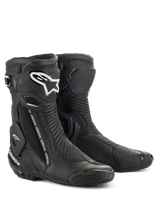 Alpinestars SMX Plus V2 Vented Boots, Black motorcycle racing boots with perforated microfiber and Multi-Link protection.