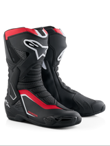 Alpinestars Honda SMX-6 V3 Boots, Performance Motorcycle Boots, Black Bright Red and White, featuring TPU shin and ankle protection, ventilated mesh panels, and modern aerodynamic profile with Honda branding.