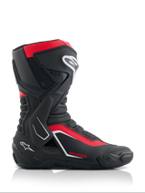 Alpinestars Honda SMX-6 V3 Boots, Performance Riding Boots, Black Bright Red and White, side view featuring microfiber construction with TPU protection, lateral ankle brace, and Honda branding, professional motorcycle racing and road gear