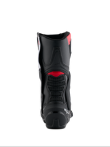 Alpinestars Honda SMX-6 V3 Boots, Rear view, Black with Bright Red and White accents, performance motorcycle boots featuring TPU back calf protection and ventilation details