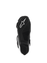 Alpinestars SMX-6 V3 Boots, bottom view of the sole, black rubber with textured grip pattern, featuring a white Alpinestars star logo, performance motorcycle footwear