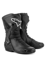 Alpinestars Stella SMX-6 V3 Boots, Women's Performance Motorcycle Boots, Black and White, featuring microfiber construction, TPU shin and ankle protection, and mesh flex zones for track and street riding