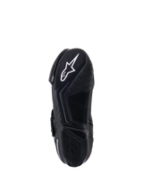 Alpinestars SMX-1 R V2 Vented Boots, Bottom View of Sole, Black, white Alpinestars star logo on textured rubber compound sole with advanced grip patterning