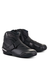 Alpinestars Stella SMX-1 R V2 Boots, Women's low-cut motorcycle riding shoes, Black, featuring a microfiber upper, TPU heel counter and shift pad, strap closure, and sporty aerodynamic profile.