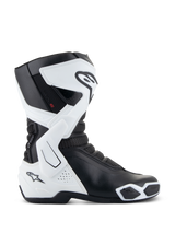 Alpinestars Stella SMX-6 V3 Drystar® Boots, Women's Motorcycle Boots, White and Black, side view featuring waterproof Drystar® technology, TPU shin and ankle protection, mesh flexibility zones, and ergonomic sport riding design