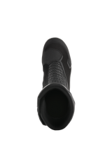 Alpinestars Air Plus V2 GORE-TEX Boots, Black, top-down view looking into the boot opening, showcasing the breathable mesh construction, perforated leather panels, and streamlined design for motorcycle touring.