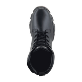 Alpinestars Ava Women Boots, Urban Motorcycle Boots, Black, top-down view featuring lace-up closure and chunky elevated rubber sole, full-grain leather utility-style design