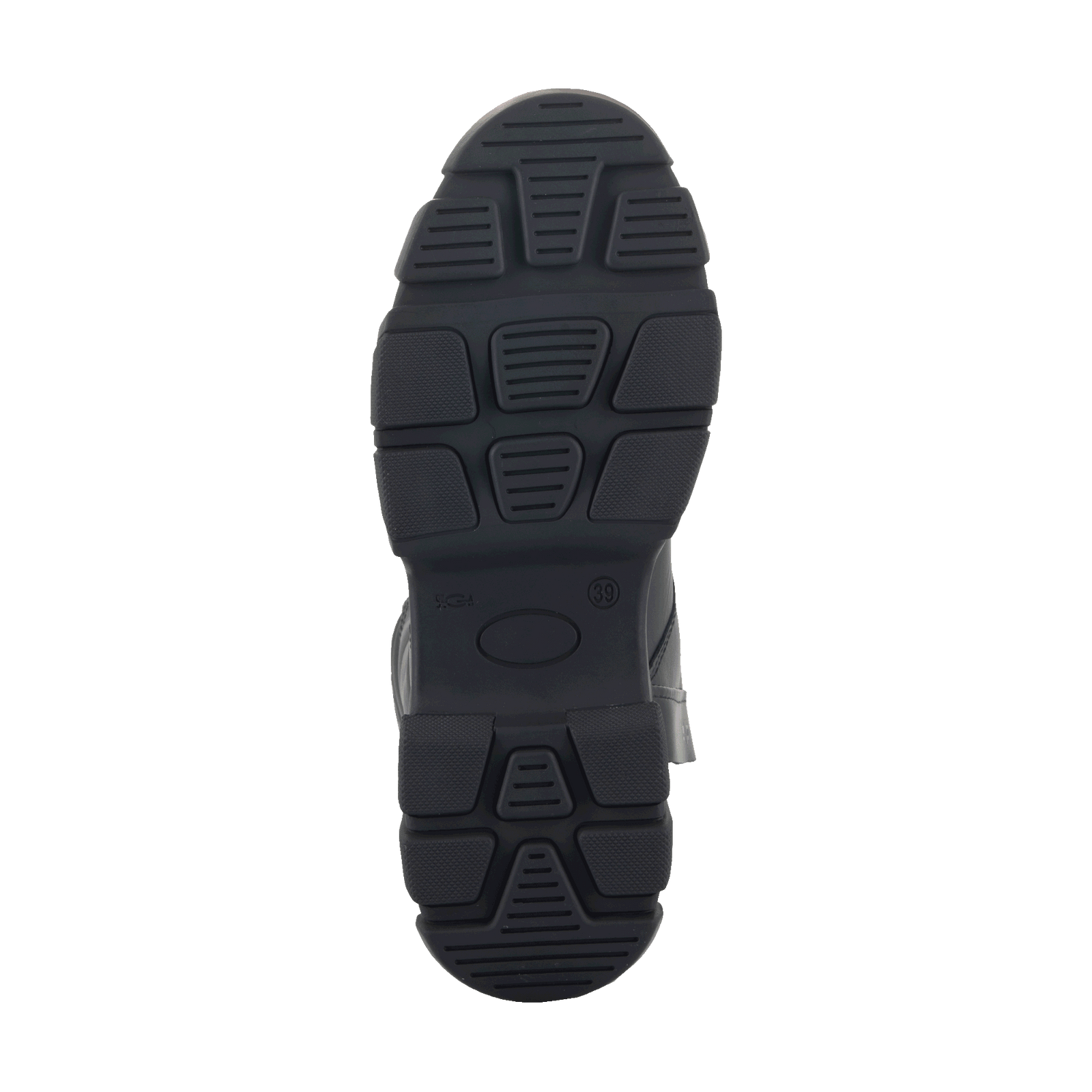 Alpinestars Ava Women's Boots, Black, bottom view showing the chunky rugged rubber sole with textured tread pattern for grip, urban motorcycle footwear design