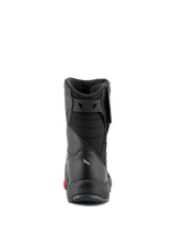 Alpinestars RT-7 Drystar® Boots, Motorcycle Touring Boots, Black and Red, rear view showing padded achilles bellows and sleek construction, waterproof protective footwear for road and adventure