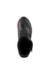 Alpinestars RT-7 Drystar® Boots, Motorcycle Touring Boots, Black and Red, top-down view showing the boot opening, interior, and textured shift pad on the toe
