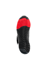 Alpinestars RT-7 Drystar® Boots, Sole View, Rugged black and red lugged tread pattern, featuring the TPF Transversal Protection Frame logo on the forefoot, designed for riding and walking comfort