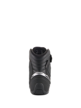 Alpinestars Fastback 2 Drystar® Waterproof Shoes, Black and White, rear view of motorcycle riding shoe featuring padded heel support, silver logo branding, and textured rubber sole