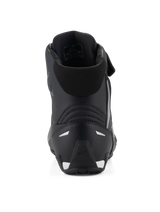 Alpinestars Stella Faster-4 Shoes, Women's Motorcycle Riding Shoes, Black, rear view showing the padded collar, reinforced TPR heel counter, and reflective accents, sleek performance design for road riding