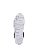 Alpinestars Chrome Shoes, white advanced urban sole view, featuring a hexagonal traction pattern and embossed Alpinestars logo, casual motorcycle riding footwear