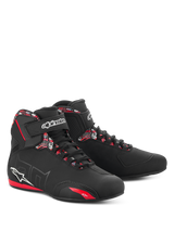 Alpinestars FQ20 Sektor Shoes, Fabio Quartararo motorcycle riding shoes, Black and Bright Red with speed lacing system.