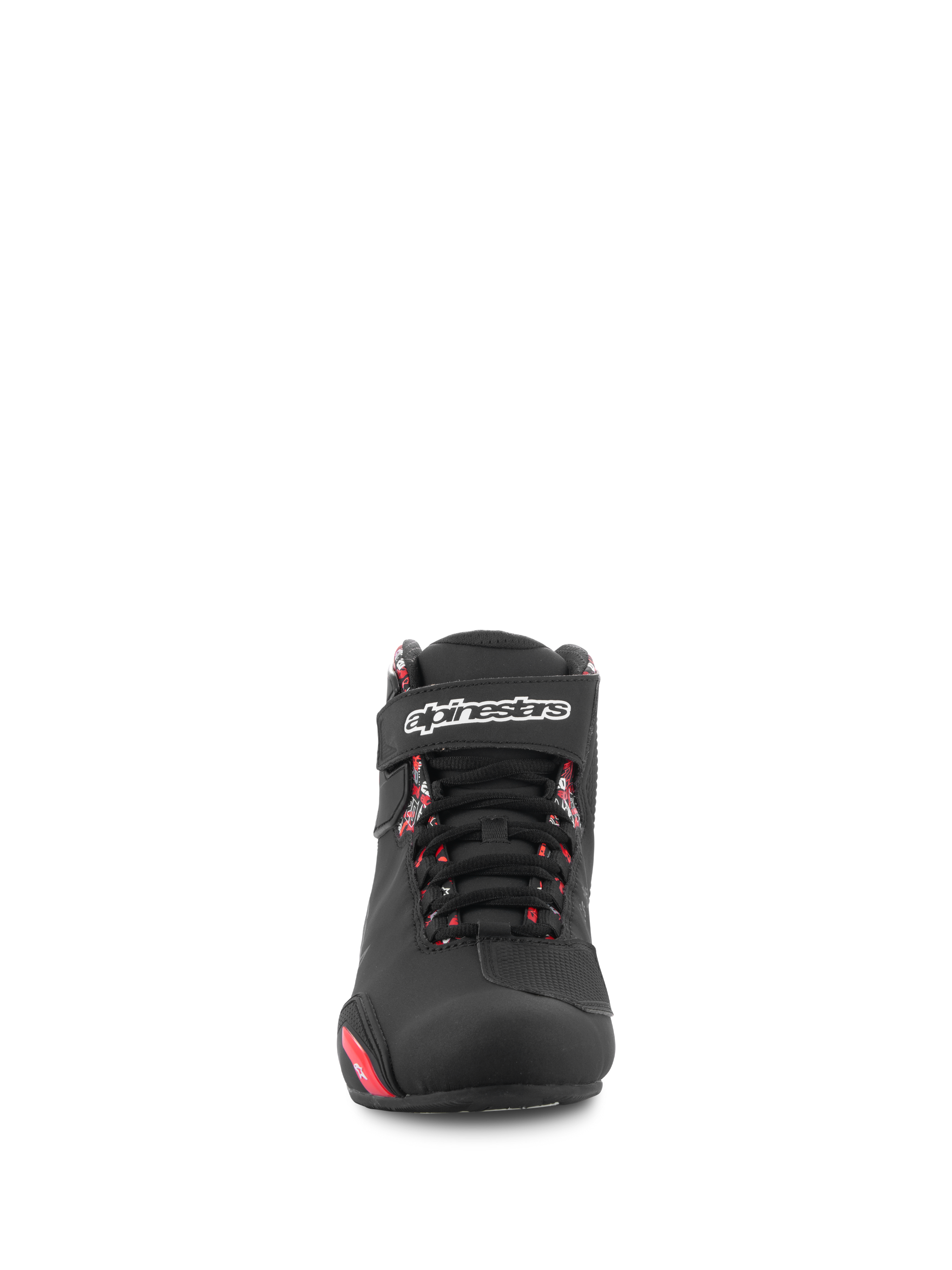 Alpinestars FQ20 Sektor Shoes, Black and Bright Red Motorcycle Racing Shoes with speed lace system.