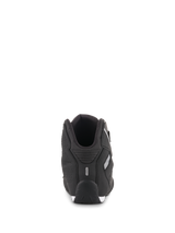 Alpinestars Sektor Shoes, Black, Rear View, showing heel construction with reflective detail and textured side panel, lightweight microfiber motorcycle riding footwear for sport and road use