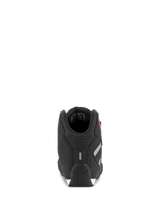 Alpinestars Women Stella Sektor Shoes, Black and Fuchsia, Rear view showing heel construction and reflective detail, lightweight microfiber motorcycle riding footwear.