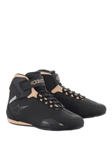 Alpinestars Stella Sektor Shoes, women's motorcycle riding footwear, Black and Champagne, lightweight microfiber construction.