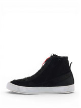 Alpinestars Stated Shoes, Black and White Men's Urban Motorcycle Riding Shoes, Suede and Canvas, CE Certified.