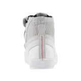 Alpinestars Stated Shoes, Gray and White urban riding shoes featuring red heel stitching and a knitted mesh ankle collar.