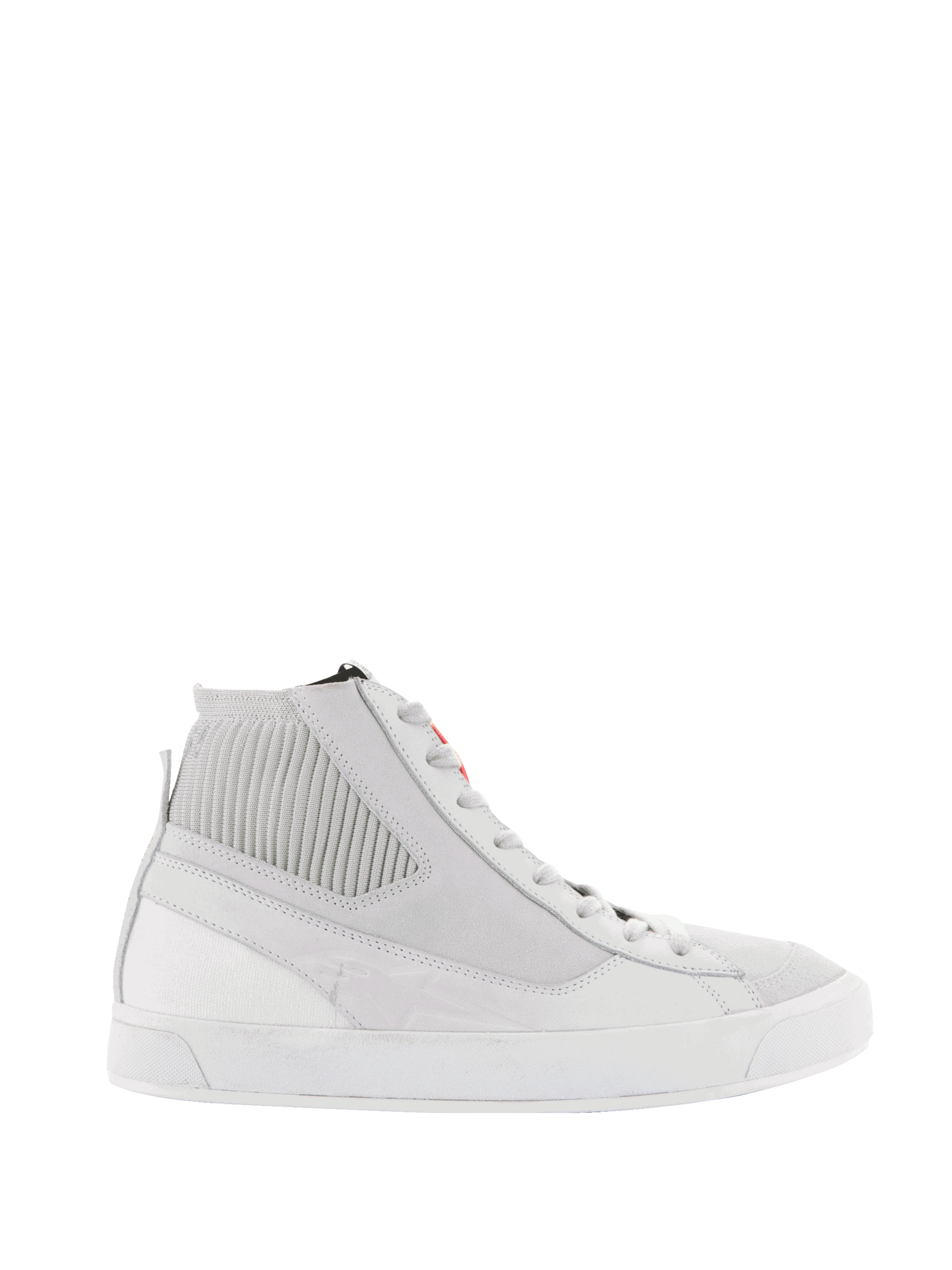 Alpinestars Stated Shoes, men's urban motorcycle shoes in white and cool gray, with nubuck upper and vulcanized sole.