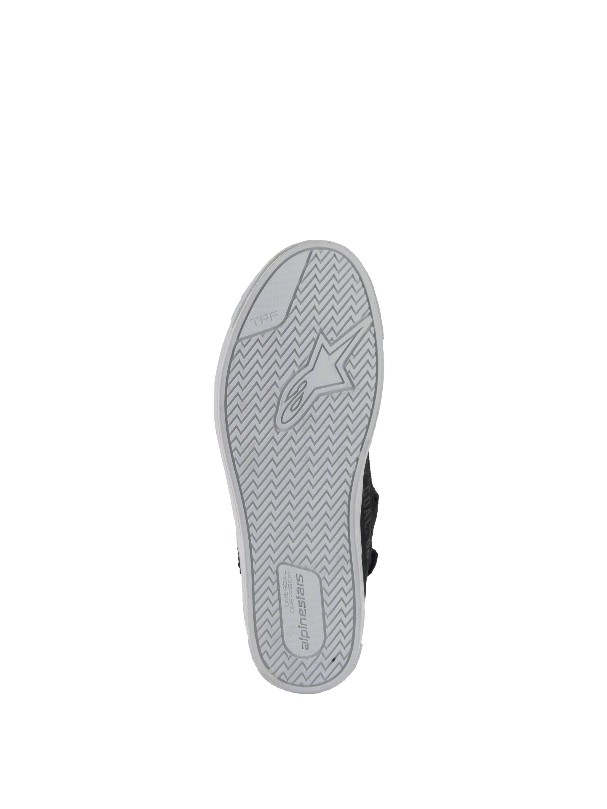 Alpinestars Stella Stated Podium Women's Riding Shoes in Black, featuring a light gray vulcanized rubber sole.