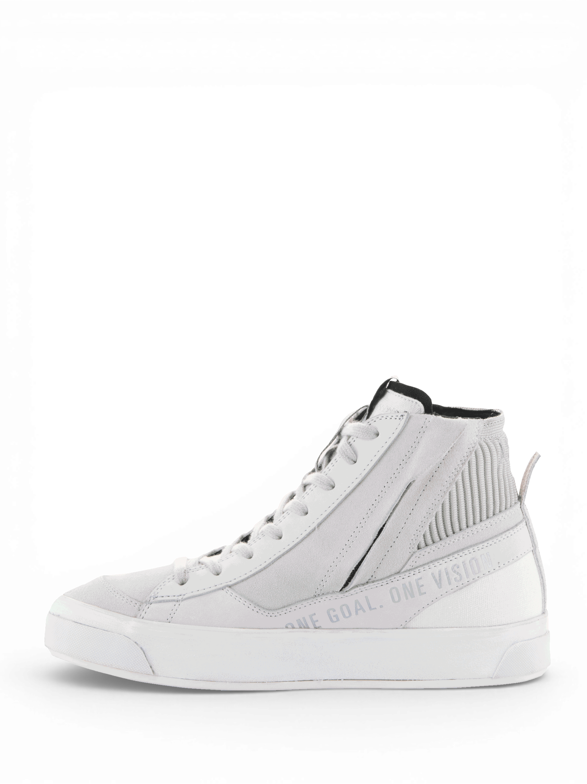 Alpinestars Stella Stated Podium Shoes, women's white and gray urban motorcycle sneakers with side zip and vulcanized sole.