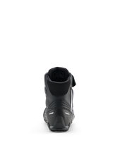 Alpinestars Faster-4 Drystar® Shoes, Motorcycle Riding Shoes, Black Cool Gray White, rear view showing padded collar, reinforced heel with reflective accents, and textured rubber sole for sport performance.