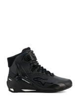 Alpinestars Stella Faster-4 Drystar Shoes, Women's Motorcycle Riding Shoes, Black and Silver, High-top design, Lace-up closure with hook-and-loop ankle strap, Seamless microfiber upper, Waterproof technology, White accents on the sole and heel