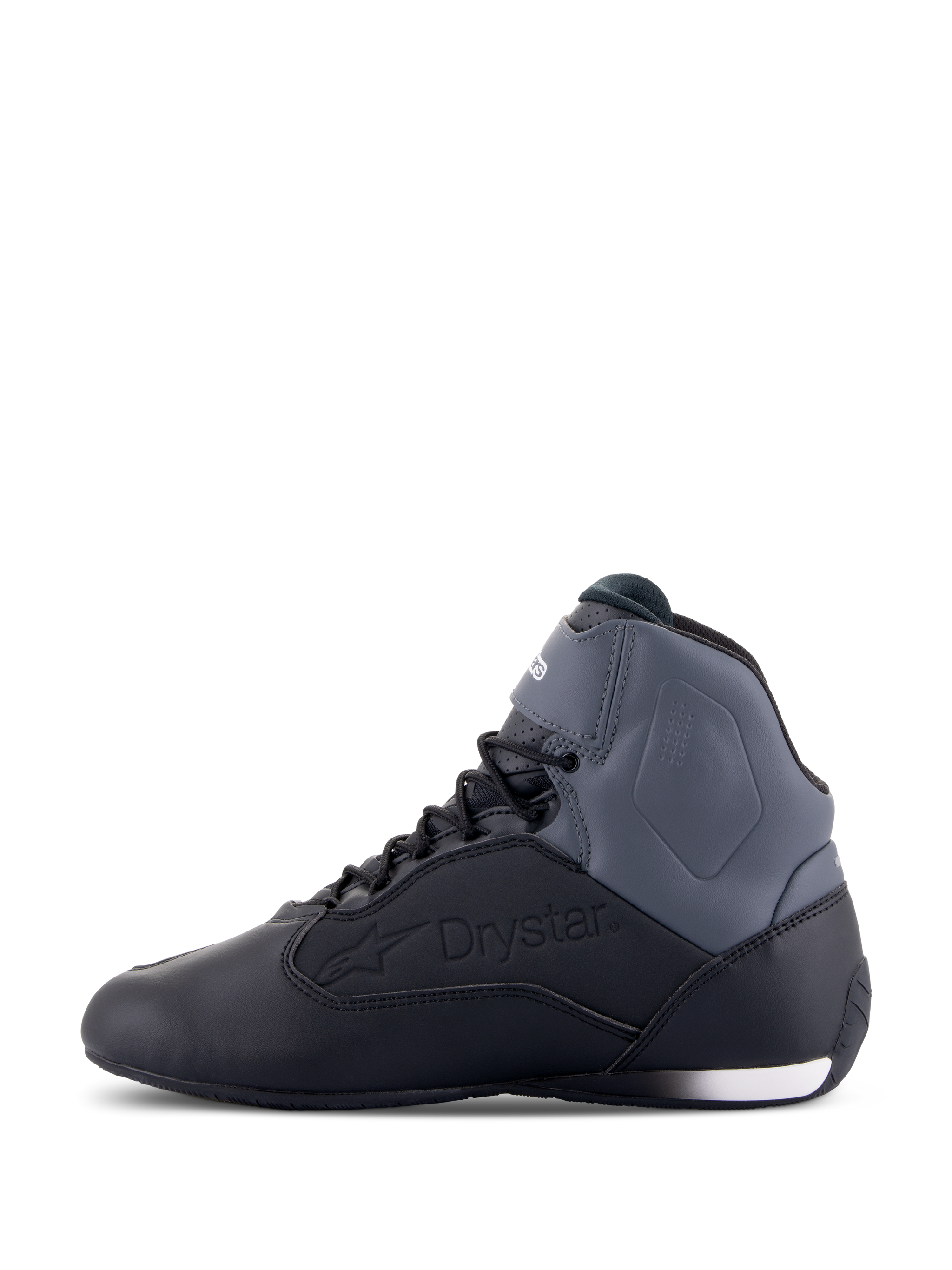 Alpinestars Faster-3 Drystar® Riding Shoes, waterproof motorcycle gear, Black and Dark Gray, lightweight microfiber.