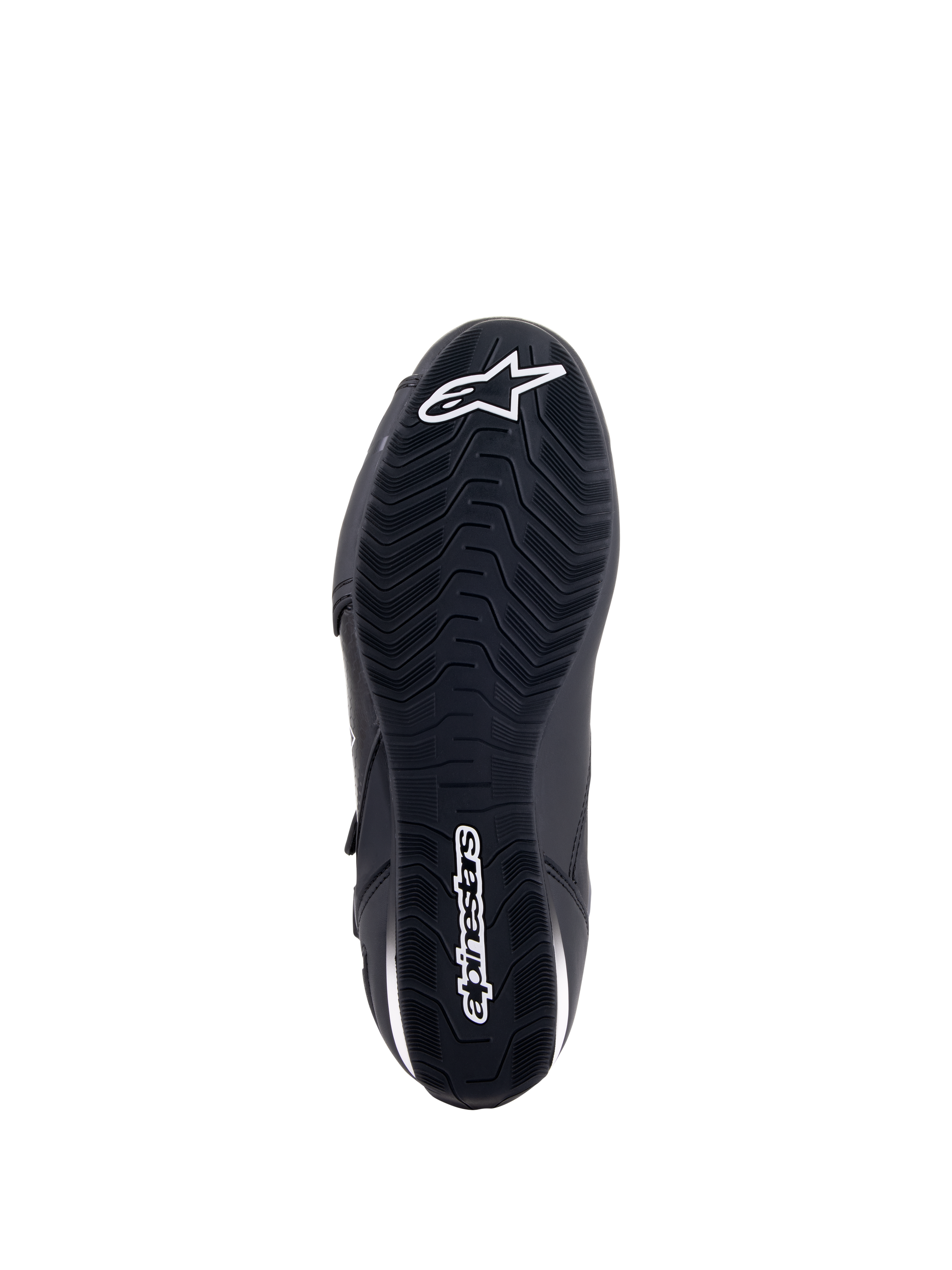 Alpinestars Faster-3 Drystar Riding Shoes, Men's waterproof motorcycle shoes, Black and White, high-grip textured rubber sole.