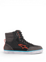 Alpinestars J-6 Waterproof Canvas Men's Riding Shoes in black and gray with light blue and orange accents.