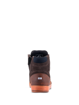 Alpinestars Chrome Crafted Drystar® Shoes, rear view, Brown Gum, casual urban motorcycle shoes, leather and suede construction, translucent gum sole with embossed logo, reflective heel detail