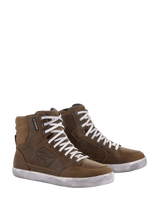 Alpinestars J-6 Waterproof Women's Riding Shoes, brown leather urban motorcycle sneakers with waterproof protection.