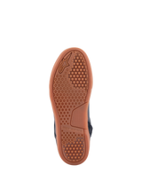 Alpinestars Chrome Drystar® Shoes, sole view, gum-colored rubber outsole with hexagonal grip pattern, urban casual motorcycle footwear, Black Black Gum colorway