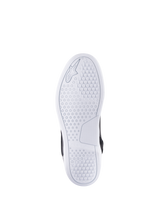 Alpinestars Chrome Drystar® Shoes, Bottom view of the sole, White, featuring a hexagonal grip pattern for traction, embossed Alpinestars logo and branding, casual urban motorcycle riding shoe