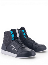 Alpinestars Chrome Women's Drystar® Shoes, waterproof urban motorcycle riding shoes in black and turquoise leather.