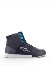Alpinestars Chrome Drystar Shoes, waterproof urban riding, women's, black and turquoise, casual leather construction.