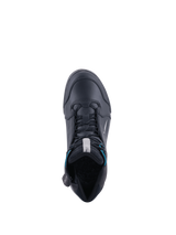 Alpinestars Chrome Women's Drystar Shoes, black waterproof motorcycle riding footwear with turquoise accents, top-down view.