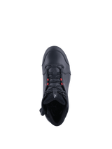 Alpinestars Stella Chrome Drystar Women's Riding Shoes, waterproof black leather motorcycle sneakers with pink accents, top view.