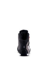 Alpinestars Sektor Waterproof Shoes, Motorcycle Riding Shoes, Black White Gray, rear view showing heel protection, microfiber chassis, and durable rubber sole.