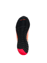 Alpinestars CR-X Women's Drystar® Riding Shoes, Outsole view, Black with Diva Pink heel, rugged tread pattern featuring asymmetric stud configuration, forefoot flex grooves, and TPF branding