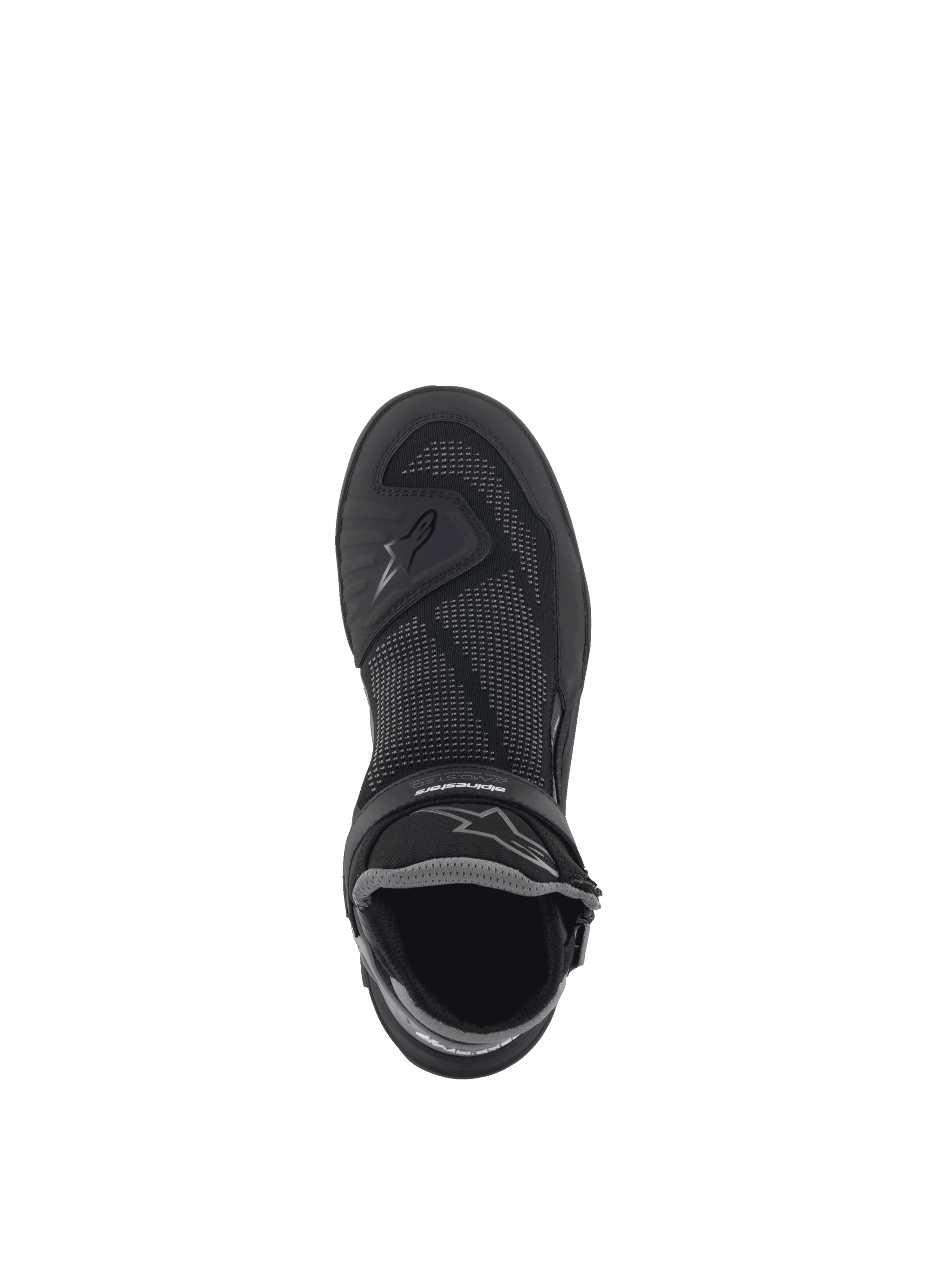 Alpinestars Speedflight Street Shoes, Black Gun Metal urban motorcycle shoes with knitted mesh upper and logo.