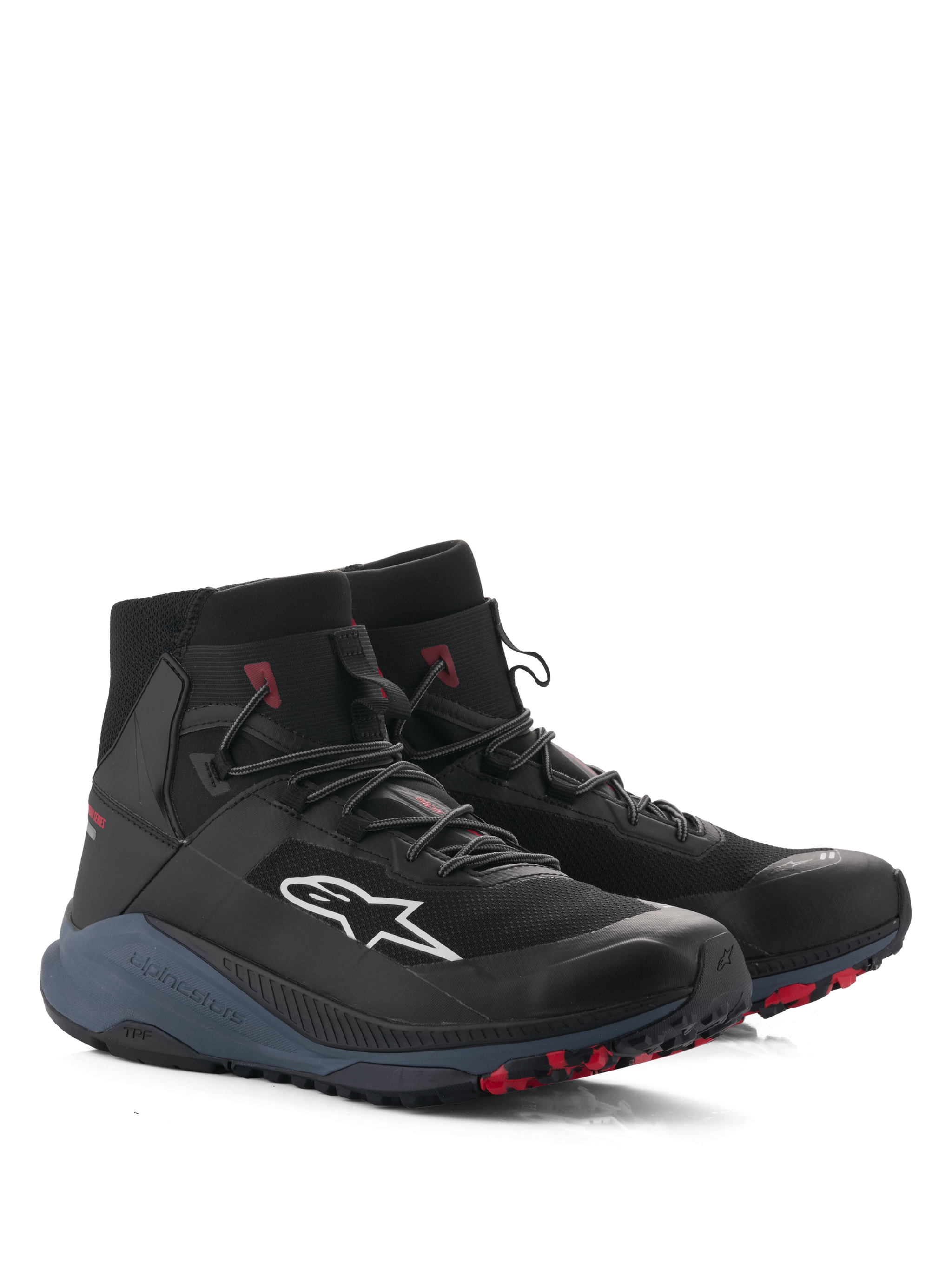 Alpinestars Speedforce XR Shoes, Black and Red urban motorcycle riding shoes with TPU ankle protection and CE certification.