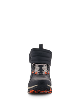 Alpinestars Speedstreet Shoes, Urban Motorcycle Riding Shoes, Black Almond and Hot Orange, front view featuring a large hook-and-loop ankle strap, lace-up closure, and orange accents on the sole