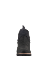 Alpinestars Turnstone Shoes, Urban Motorcycle Riding Shoes, Black Black, front view of a Chelsea-style bovine leather boot, featuring an embossed logo on the front and a rear pull tab.