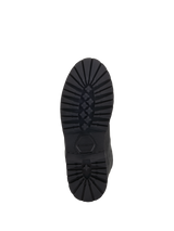 Alpinestars Turnstone Shoes, Black, bottom view of the rugged rubber outsole featuring a deep star-pattern tread and debossed Alpinestars logo, durable urban motorcycle riding footwear
